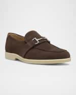 Image 5 of 5: Stuart Weitzman Men's Aurelio Nubuck Twisted Bit Loafers