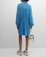 Image 3 of 6: Chloe x High Summer Silk Button-Front Mini Dress with Tie Waist