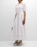 Image 5 of 6: Chloe x High Summer Poplin Maxi Dress with Netted Detailing