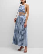 Image 5 of 6: Chloe x High Summer Striped Poplin Maxi Dress with Cutout Detail