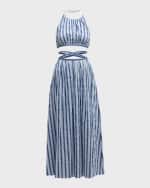 Image 1 of 6: Chloe x High Summer Striped Poplin Maxi Dress with Cutout Detail