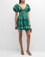 Image 2 of 6: Agua by Agua Bendita Manzanilla Esmeralda Embroidered Poplin Fit & Flare Mini Dress
