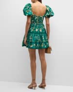 Image 3 of 6: Agua by Agua Bendita Manzanilla Esmeralda Embroidered Poplin Fit & Flare Mini Dress