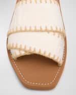 Image 4 of 6: Chloe x High Summer Woody Linen Logo Whipstitch Sandals