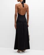 Image 3 of 6: SIMONMILLER Junjo Combo Knit Poplin Backless Maxi Dress
