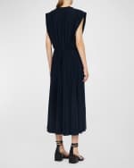 Image 2 of 4: Joseph Pleated Cap-Sleeve Midi Dress