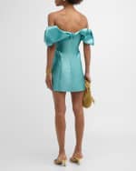 Image 3 of 6: ALEMAIS Regent Jade Off-Shoulder Frill Floral Mini Dress