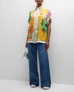 Image 2 of 6: ALEMAIS Rummy Printed Silk Short-Sleeve Shirt