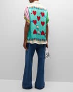 Image 4 of 6: ALEMAIS Rummy Printed Silk Short-Sleeve Shirt