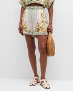 Image 2 of 6: ALEMAIS Pinball Drawstring Paisley Linen Shorts