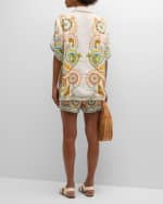 Image 3 of 6: ALEMAIS Pinball Drawstring Paisley Linen Shorts