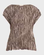 Image 1 of 6: Lafayette 148 New York Crinkled Metallic Blouse