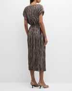 Image 3 of 6: Lafayette 148 New York Crinkled Metallic Foil Midi Dress