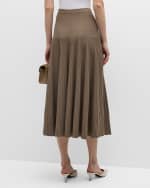 Image 3 of 5: Lafayette 148 New York Ribbed Matte Crepe Midi Skirt
