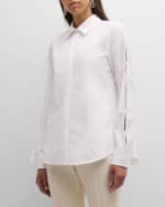 Image 3 of 6: Lafayette 148 New York Split-Sleeve Button-Down Shirt