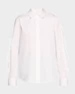 Image 1 of 6: Lafayette 148 New York Split-Sleeve Button-Down Shirt