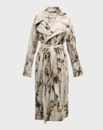 Image 1 of 6: Lafayette 148 New York Abstract-Print Belted Trench Coat