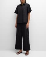 Image 5 of 6: Lafayette 148 New York Wide-Leg Eyelet Organic Cotton Poplin Pants