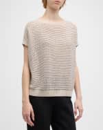 Image 2 of 6: Lafayette 148 New York Short-Sleeve Textured Stitch Sweater