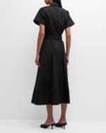 Image 3 of 6: Lafayette 148 New York Eyelet-Embroidered Cotton Midi Shirtdress