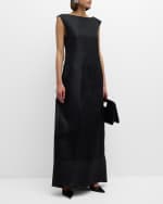 Image 5 of 6: Lafayette 148 New York Sheer-Inset Floral Jacquard Maxi Dress