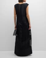 Image 4 of 6: Lafayette 148 New York Sheer-Inset Floral Jacquard Maxi Dress