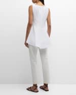 Image 4 of 6: Lafayette 148 New York High-Low Organic Cotton Poplin Blouse