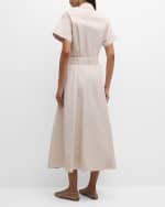 Image 3 of 6: Lafayette 148 New York Belted Striped Cotton Midi Shirtdress