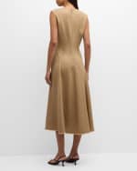Image 3 of 6: Lafayette 148 New York Sleeveless Fringe-Trim Linen Midi Dress
