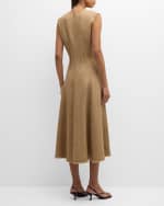 Image 4 of 6: Lafayette 148 New York Sleeveless Fringe-Trim Linen Midi Dress