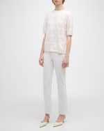 Image 2 of 6: Lafayette 148 New York Elbow-Sleeve Intarsia Crewneck Sweater