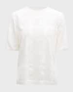 Image 1 of 6: Lafayette 148 New York Elbow-Sleeve Intarsia Crewneck Sweater