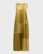Image 1 of 6: Lafayette 148 New York Block Panel Silk Charmeuse Midi Dress