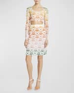 Image 7 of 7: CASABLANCA Rainbow Logo Printed Mesh Scoop-Neck Long-Sleeve Crop Top