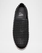 Image 4 of 4: Christian Louboutin Men's Spikeboat Leather Slip-On Sneakers