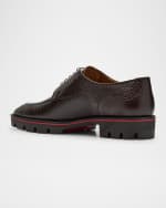 Image 2 of 4: Christian Louboutin Men's Davisol Grained Leather Derby Shoes