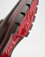 Image 4 of 4: Christian Louboutin Men's Davisol Grained Leather Derby Shoes