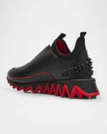 Image 2 of 3: Christian Louboutin Men's Sharkyloub SP Spikes Leather Runner Sneakers