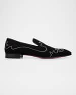 Image 1 of 4: Christian Louboutin Men's Dandysiago Rhinestone and Leather Loafers