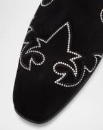 Image 4 of 4: Christian Louboutin Men's Dandysiago Rhinestone and Leather Loafers