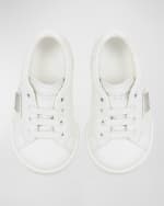 Image 3 of 4: Dolce&Gabbana Kid's Logo Plaque Leather Sneakers, Toddlers