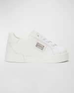 Image 1 of 4: Dolce&Gabbana Kid's Logo Plaque Leather Sneakers, Toddlers