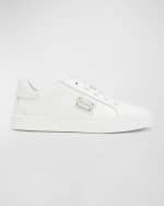 Image 1 of 6: Dolce&Gabbana Kid's Logo Plaque Leather Sneakers, Toddlers/Kids
