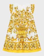 Image 2 of 4: Dolce&Gabbana Girl's Maiolica-Print Dress, Size 4-6