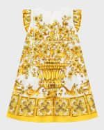 Image 2 of 2: Dolce&Gabbana Girl's Maiolica-Print Dress, Size 8-14