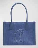 Image 1 of 4: Christian Louboutin By My Side Small Denim Logo Tote