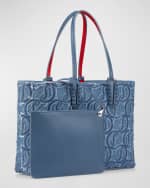 Image 2 of 4: Christian Louboutin Cabata Small Tote in CL Embroidered Denim