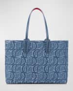 Image 1 of 4: Christian Louboutin Cabata Small Tote in CL Embroidered Denim