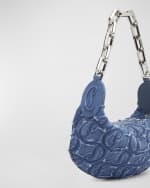 Image 4 of 4: Christian Louboutin Le 54 CL Embroidered Denim Shoulder Bag