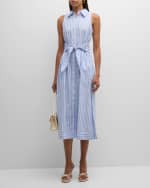 Image 2 of 6: Finley Ellis Striped Cotton Dobby Midi Shirtdress
